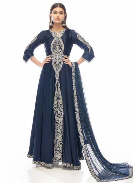 Blue Colour Gulzar 3 Heavy Wedding Wear Designer Fancy Long Anarkali Salwar Suit Collection 1007
